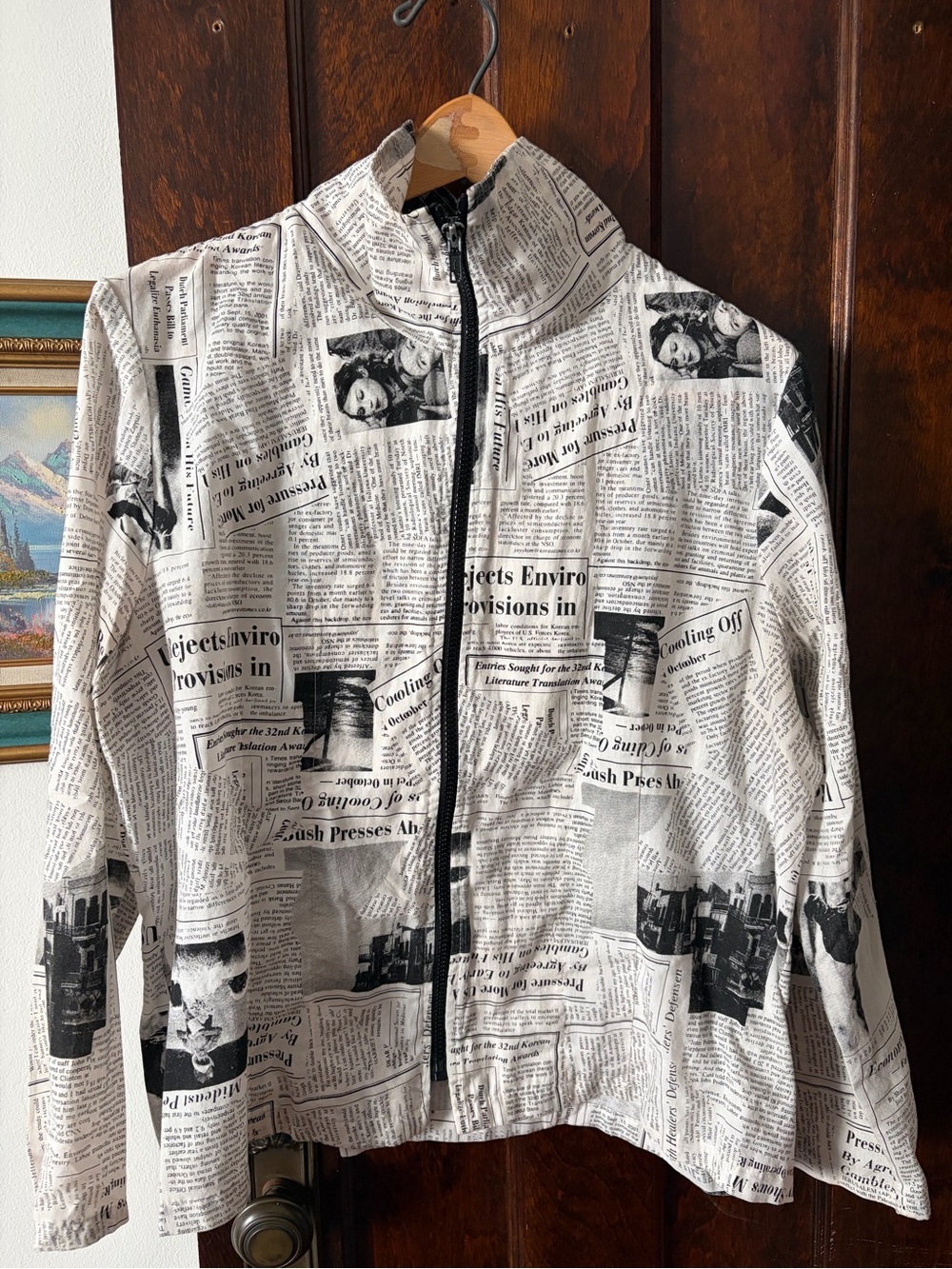 Vintage newspaper print jacket